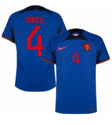 Lacne Muži Futbalové dres Holandsko Virgil van Dijk #4 MS 2022 Krátky Rukáv - Preč